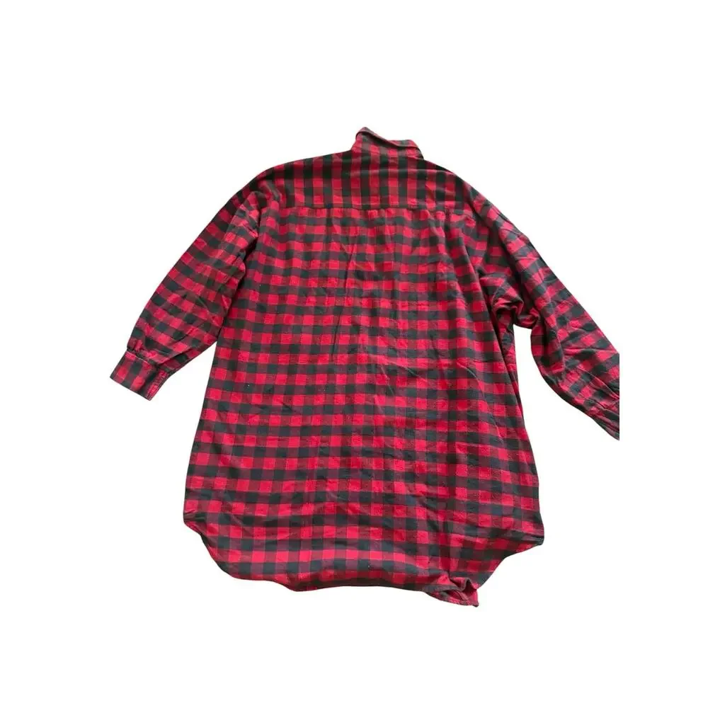 Vintage Beth Michaels Buffalo Plaid Flannel Sleep Shirt Nightgown OS Cotton